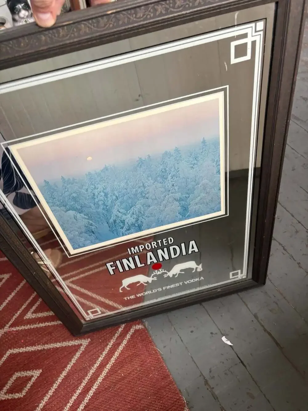 Vintage Finlandia Vodka Framed Bar Mirror Sign The World's Finest Vodka